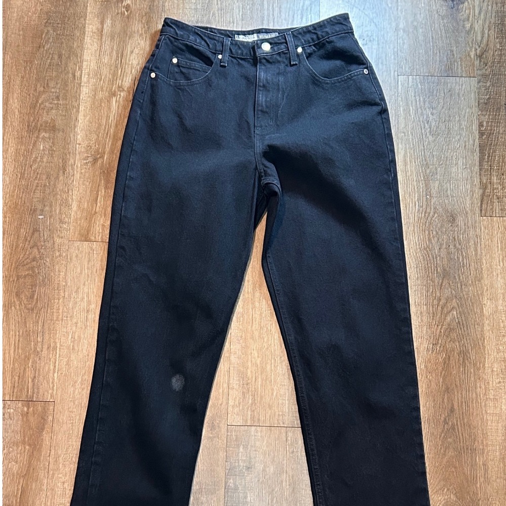 St Johns Bay Womens Relaxed Fit Jeans Black High Rise Cotton Denim Size 10